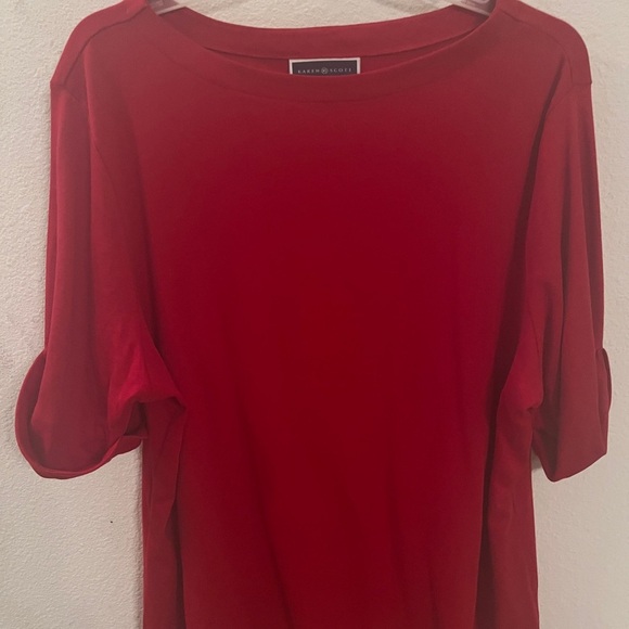 Karen Scott Red Short Sleeve Cotton Top | Size 4X - Picture 9 of 11